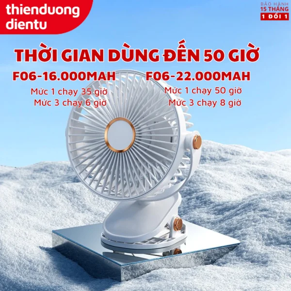 quat tich dien hinh anh 1 Quạt tích điện mini F06 22000mAh kẹp bàn - Bảo hành 15 tháng